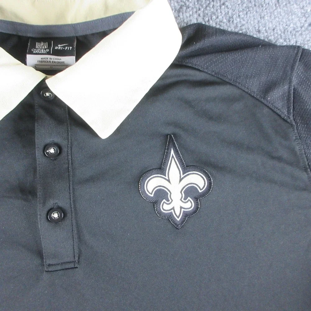 New Orleans Saints Polo Shirt Mens Large Black NFL Football Nike Dri-FIT Onfield